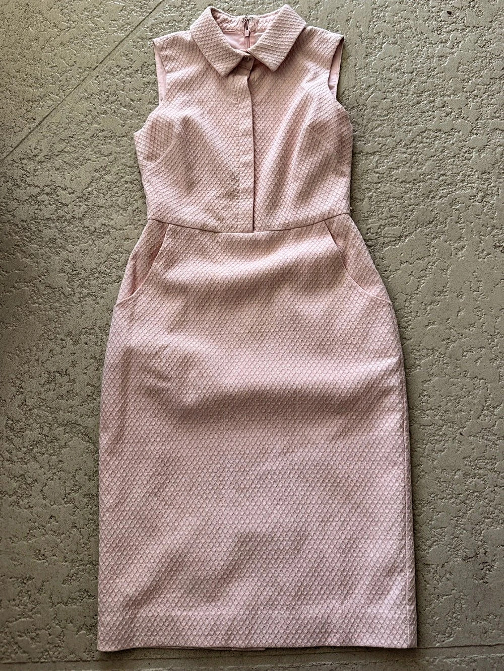 Badgley Mischka Pink Textured Collar Midi Dress Size 6
